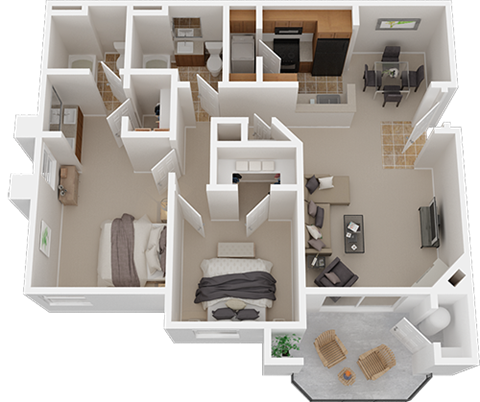 2x2 1136SF floor plans available at Ashton Parc | Sacramento, CA 95834